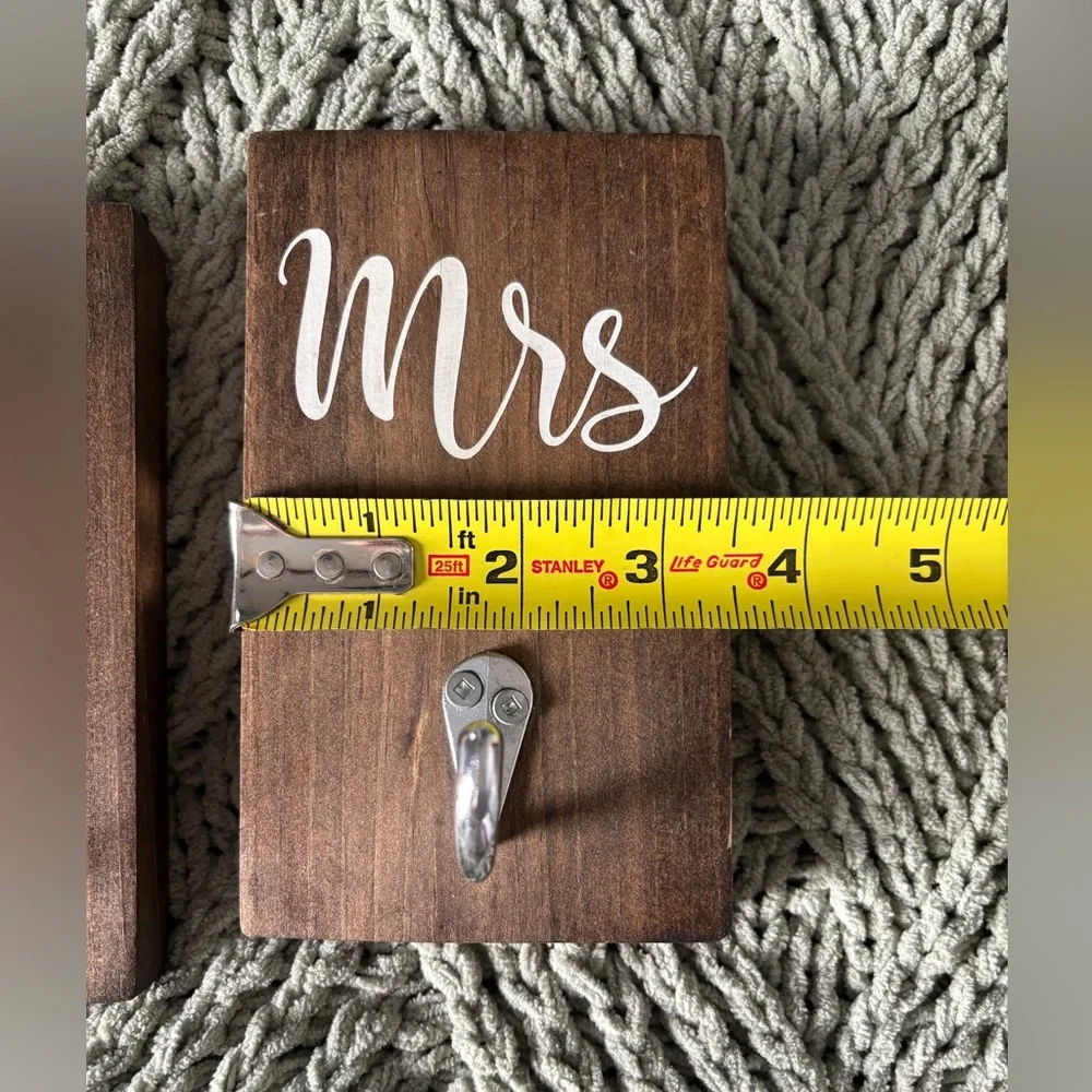 Handmade Wooden Mr and Mrs Wall Hooks